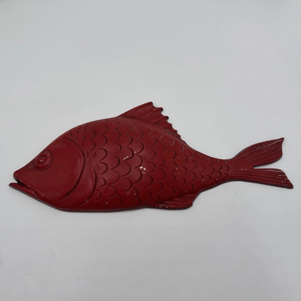 Vintage Sexton USA 1967 Red Fish Wall Plaque Cast Metal Coastal Decor